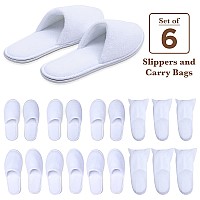 Spa Slippers Disposable Slippers For Guests Bulk Of 6 Pairs Nonslip Closedtoe Premium White Spa Slippers Bulk With Travel B