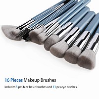 Bestope Pro Makeup Brush Set 16 Pcs Premium Synthetic Foundation Powder Concealers Eye Shadows Blush Makeup Brushes Blue