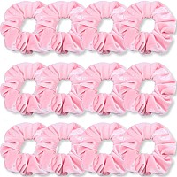 IVARYSS Pink Scrunchies, Premium Velvet Soft Hair Scrunchy, Solid Colors Thick Elastic Bands, Hair Accessories for Women and Girls, 12 Pack