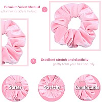 IVARYSS Pink Scrunchies, Premium Velvet Soft Hair Scrunchy, Solid Colors Thick Elastic Bands, Hair Accessories for Women and Girls, 12 Pack