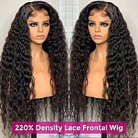 Pizazz 13X4 Deep Wave Lace Front Wigs Human Hair With Baby Hair 220 Density Glueless Hd Transparent Human Hair Wigs For Black Wo