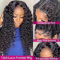 Pizazz 13X4 Deep Wave Lace Front Wigs Human Hair With Baby Hair 220 Density Glueless Hd Transparent Human Hair Wigs For Black Wo