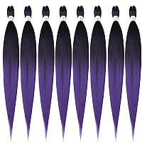 Prestretched Braiding Hair Extensions42 Inch 8 Packs Synthetic Braiding Hair Ombre Black To Purple Hot Water Setting Professio