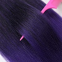 Prestretched Braiding Hair Extensions42 Inch 8 Packs Synthetic Braiding Hair Ombre Black To Purple Hot Water Setting Professio