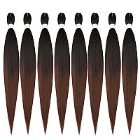 ShowCoco Easy Braid Pre Stretched Braiding Hair Ombre Natural Black to Brown 42 Inch Yaki Texture Easy Crochet Braids 8 Packs Hot Water Setting Synthetic Hair Extension for Braids (42inch,#1B/30)