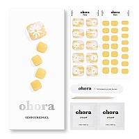 Ohora Semi Cured Gel Nail Strips P Sun Daisy Yellow Patterned Works With Uvled Lamps Salonquality Long Lasting Easy T