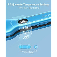 Wavytalk Hair Straightener, 1.7 Inch Wide Titanium Flat Iron For Hair, Professional Hair Straightener With Adjustable Temp(290 ?-450?), Fast Heat Up Dual Voltage Flat Iron (Blue)