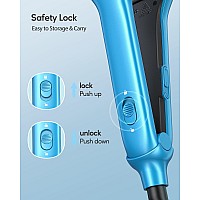 Wavytalk Hair Straightener, 1.7 Inch Wide Titanium Flat Iron For Hair, Professional Hair Straightener With Adjustable Temp(290 ?-450?), Fast Heat Up Dual Voltage Flat Iron (Blue)