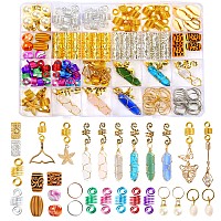 Leeven 129 Pcs Crystal Wire Wrapped Wrapped Adornment Dreadlock Charms Clip Imitation Wood Beads Braid Accessories Hair Jewelry