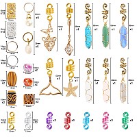 Leeven 129 Pcs Crystal Wire Wrapped Wrapped Adornment Dreadlock Charms Clip Imitation Wood Beads Braid Accessories Hair Jewelry