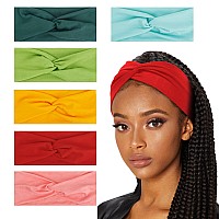 Huachi Wide Headbands For Womens Hair Fashion Head Bands Turban Headwraps Yoga Hair Accessories 6 Pack