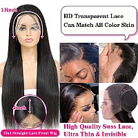 Subella 13X4 Hd Straight Lace Frontal Wig Pre Plucked Hairline With Baby Hair Glueless 180 Density Transparent Lace Front Human