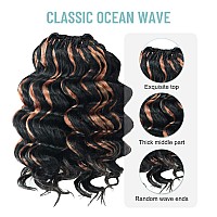 Toyotree Ocean Wave Crochet Hair 9 Inch 8 Packs Black Mix Brown Short Curly Deep Wave Crochet Hair Synthetic Ocean Wave Braid