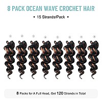 Toyotree Ocean Wave Crochet Hair 9 Inch 8 Packs Black Mix Brown Short Curly Deep Wave Crochet Hair Synthetic Ocean Wave Braid