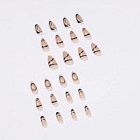 YoYoee Fake Nails Short black Press on Nails Almond Cute Tips Swirl acrylics Full Cover False Nails for Women and Girls 24PCS