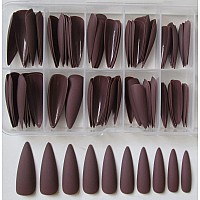 100Pc Matte Stiletto Press On Nails Full Cover Pointy Claw Colored False Nails Christmas Manicure Design Decor For Salon Home Di