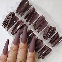 100Pc Matte Stiletto Press On Nails Full Cover Pointy Claw Colored False Nails Christmas Manicure Design Decor For Salon Home Di