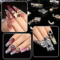 Yoke Fellow 3D Nail Charms Nail Rhinestones 120 Pcs Luxury Nail Art Crystals Diamonds Rhinestones Metal Alloy Glass Rhinestones