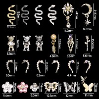 Yoke Fellow 3D Nail Charms Nail Rhinestones 120 Pcs Luxury Nail Art Crystals Diamonds Rhinestones Metal Alloy Glass Rhinestones