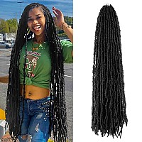 36 Inch Light Weight Butterfly Locs Crochet Hair 6 Packs Long Black Distressed Butterfly Faux Locs Crochet Hair 1