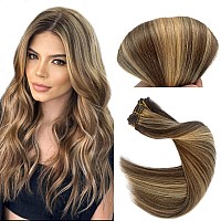 Blonde Highlights Hair Wefts Human Hair Sew In Medium Brown Mixed Caramel Blonde Weft Hair Extensions Real Human Hair For Women