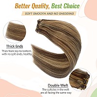 Blonde Highlights Hair Wefts Human Hair Sew In Medium Brown Mixed Caramel Blonde Weft Hair Extensions Real Human Hair For Women