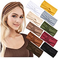 Jesries Headbands For Women Hair Bands 10 Pcs Non Slip Wide Head Turban Elastic Yoga Workout Running Sport Sweatbands Hair Wrap