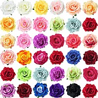 30 Packs 4 Inch Flower Hair Clip Rose Hair Accessories Floral Hairpin Brooch Hair Flowers Pin Flower Brooch For Bridal Headpiece