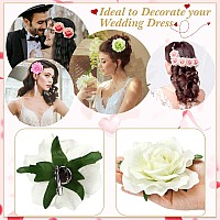 30 Packs 4 Inch Flower Hair Clip Rose Hair Accessories Floral Hairpin Brooch Hair Flowers Pin Flower Brooch For Bridal Headpiece