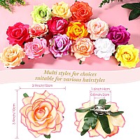 30 Packs 4 Inch Flower Hair Clip Rose Hair Accessories Floral Hairpin Brooch Hair Flowers Pin Flower Brooch For Bridal Headpiece