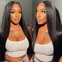 Straight Lace Front Wigs 13x4 HD Lace Frontal Wigs 180% Density Glueless Straight Human Hair Wig Pre Plucked with Baby Hair for Women Unprocessed Brazilian Virgin Remy Human Hair Natural Color 32 inch