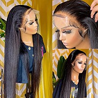 Straight Lace Front Wigs 13x4 HD Lace Frontal Wigs 180% Density Glueless Straight Human Hair Wig Pre Plucked with Baby Hair for Women Unprocessed Brazilian Virgin Remy Human Hair Natural Color 32 inch