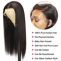 Straight Lace Front Wigs 13x4 HD Lace Frontal Wigs 180% Density Glueless Straight Human Hair Wig Pre Plucked with Baby Hair for Women Unprocessed Brazilian Virgin Remy Human Hair Natural Color 32 inch