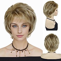 Gnimegil Short Blonde Wigs For White Women Pixie Cut Curly Hair With Bangs Wig Costume Wig Heat Resistant Synthetic Wigs Cosplay