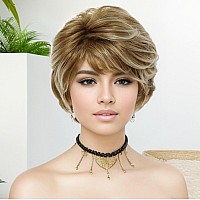 Gnimegil Short Blonde Wigs For White Women Pixie Cut Curly Hair With Bangs Wig Costume Wig Heat Resistant Synthetic Wigs Cosplay