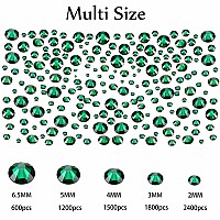 Fulztey 7500Pcs Crystal Rhinestones 3D Round Gems Rhinestones For Crafts Accessories Emerald Green Rhinestone Beads Mixed Size A