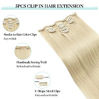 Doores Clip In Hair Extensions Human Hair 5Pcs 80G Platinum Blonde 18 Inch Real Human Hair Extensions Clip In Natural Hair Exte