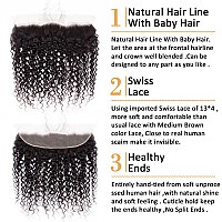 Brazilian Curly Lace Frontal Closure 13X4 Ear To Ear 100 Unprocessed Virgin Kinky Curly Human Hair Swiss Lace Frontal Closure B