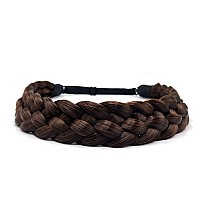 TOECWEGR 5 Strands Synthetic Hair Braided Headband Hairpiece Classic Chunky Wide Plaited Braids ElasticMulti-Color Headband Ladies Beauty Headwear