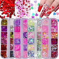 4 Boxes Iridescent Nail Glitter Sequins Set Heart Star Butterfly Shapes Glitters Flakes Sticker Manicure Accessories For Acrylic