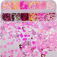 4 Boxes Iridescent Nail Glitter Sequins Set Heart Star Butterfly Shapes Glitters Flakes Sticker Manicure Accessories For Acrylic