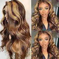 Hedy Ombre Highlight Lace Front Wigs Human Hair Body Wave Wigs For Black Women Pre Plucked With Baby Hair 427 Glueless 150 De