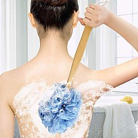 Rasdder Loofah On A Stick Loofah Back Scrubber For Shower Bath Sponge With Handle Pe Soft Mesh Luffas Exfoliating Luffa For