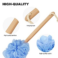 Rasdder Loofah On A Stick Loofah Back Scrubber For Shower Bath Sponge With Handle Pe Soft Mesh Luffas Exfoliating Luffa For