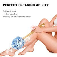 Rasdder Loofah On A Stick Loofah Back Scrubber For Shower Bath Sponge With Handle Pe Soft Mesh Luffas Exfoliating Luffa For