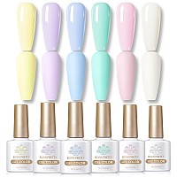 Born Pretty Pastel Gel Nail Polish Set Spring Summer Macaron Candy Sweet Color Gel Polish Easter Soft Pink Yellow Purple Blue Gr