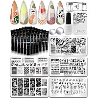 12 Colors Nail Stamping Polish Gels5Pcs Stamp Print Templates1 Peel Off Nail Tape Stamp Latex1 Stamper With Scraper Stamping