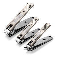 Bezox Nail Clipper 3Pcs Set Fingernail Clippers 2 Curved Blades And 1 Slant Cutting Edge Toenail Cutter Nail Trimmer