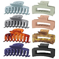 Lolalet 8 Colors Hair Clips Claw Clips Hair Claw Clips, 2 Styles Nonslip Medium Large Jaw Clip for Women Girls, 4 Square Matte and 4 Bright Acrylic Hair Clamps for Thick Thin Fine Long Hair -Style C