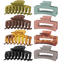 Lolalet 8 Colors Hair Clips Claw Clips Hair Claw Clips, 2 Styles Nonslip Medium Large Jaw Clip for Women Girls, 4 Square Matte and 4 Bright Acrylic Hair Clamps for Thick Thin Fine Long Hair -Style D